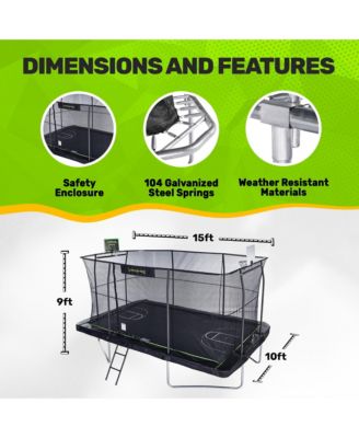 10' x 15' Rectangle Trampoline includes 2 Basketball Hoops with Breakaway Rim and Ladder