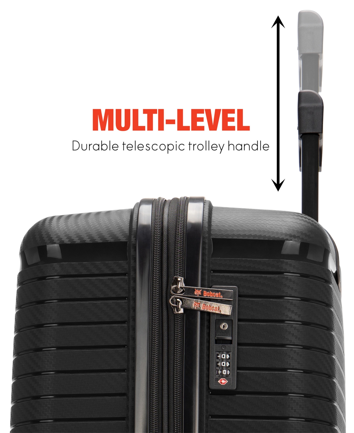 Bobcat Trencher 3 Piece Expandable Spinner Luggage Set With Tsa Lock In Black