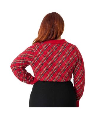 Plus Size Collared Knit Cardigan