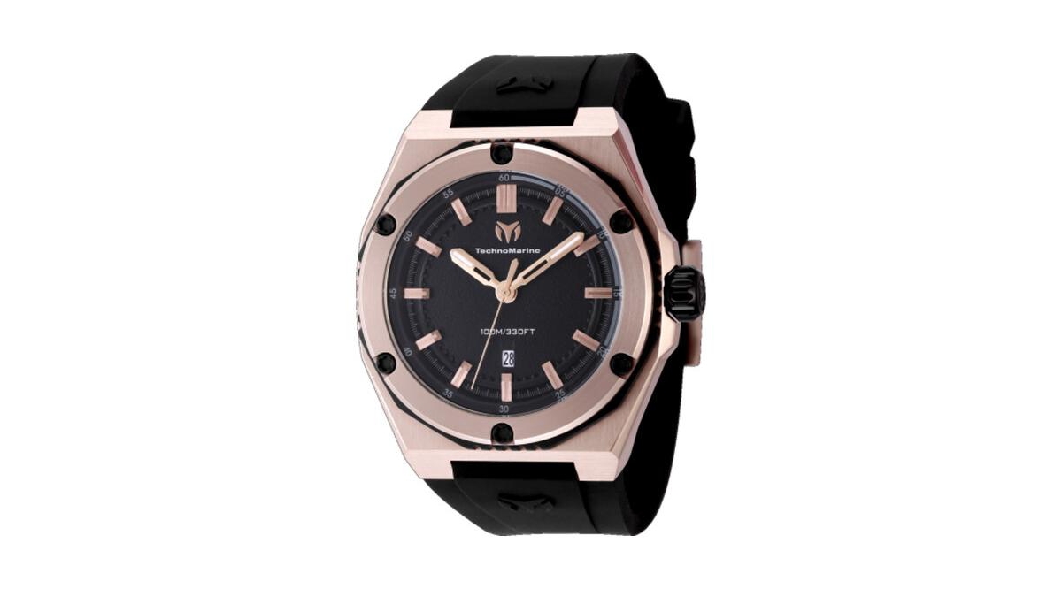 Technomarine Men's Tm- Quartz 3 Hand Black Dial Watch