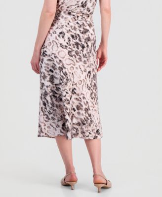 Women's Printed Satin Midi Skirt