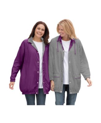 Plus Size Fleece Nylon Reversible Jacket