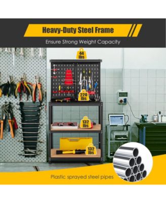 Tool Storage Workbench with Peg Board 2 Lower Shelves 14 Hanging Accessories