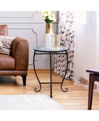 Outdoor Indoor Steel Accent Plant Stand Cobalt Table