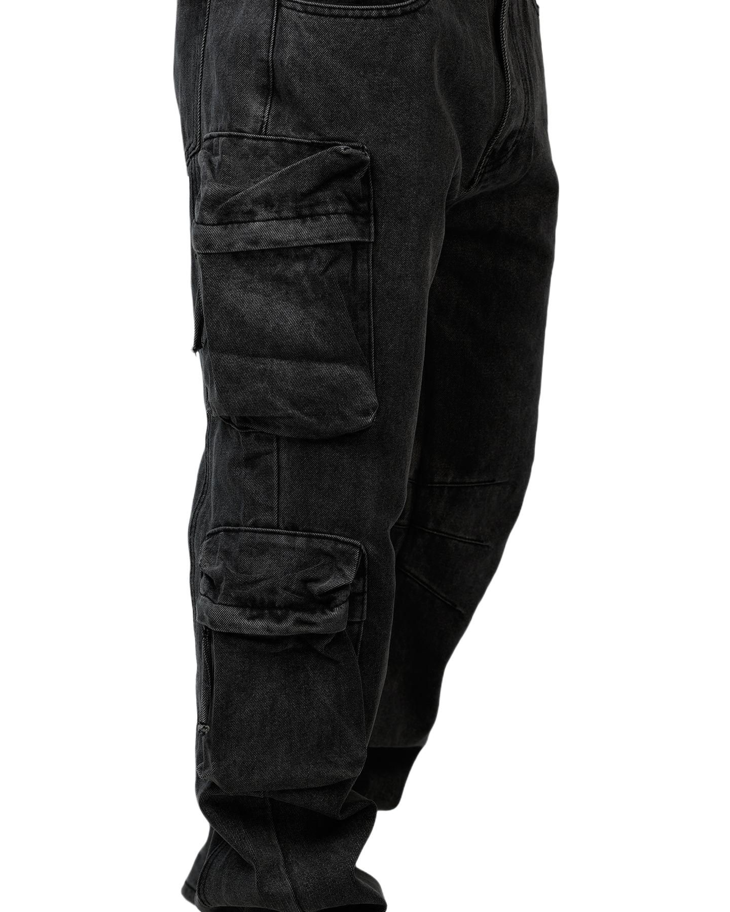 Мужские джинсы mnml Loiter V709 Wide Bellow Cargo Denim., цвет: Чёрный — фото 3