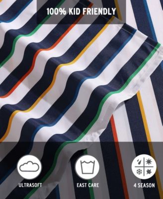 Stripes Game Microfiber 4-Pc. Sheet Set, Full
