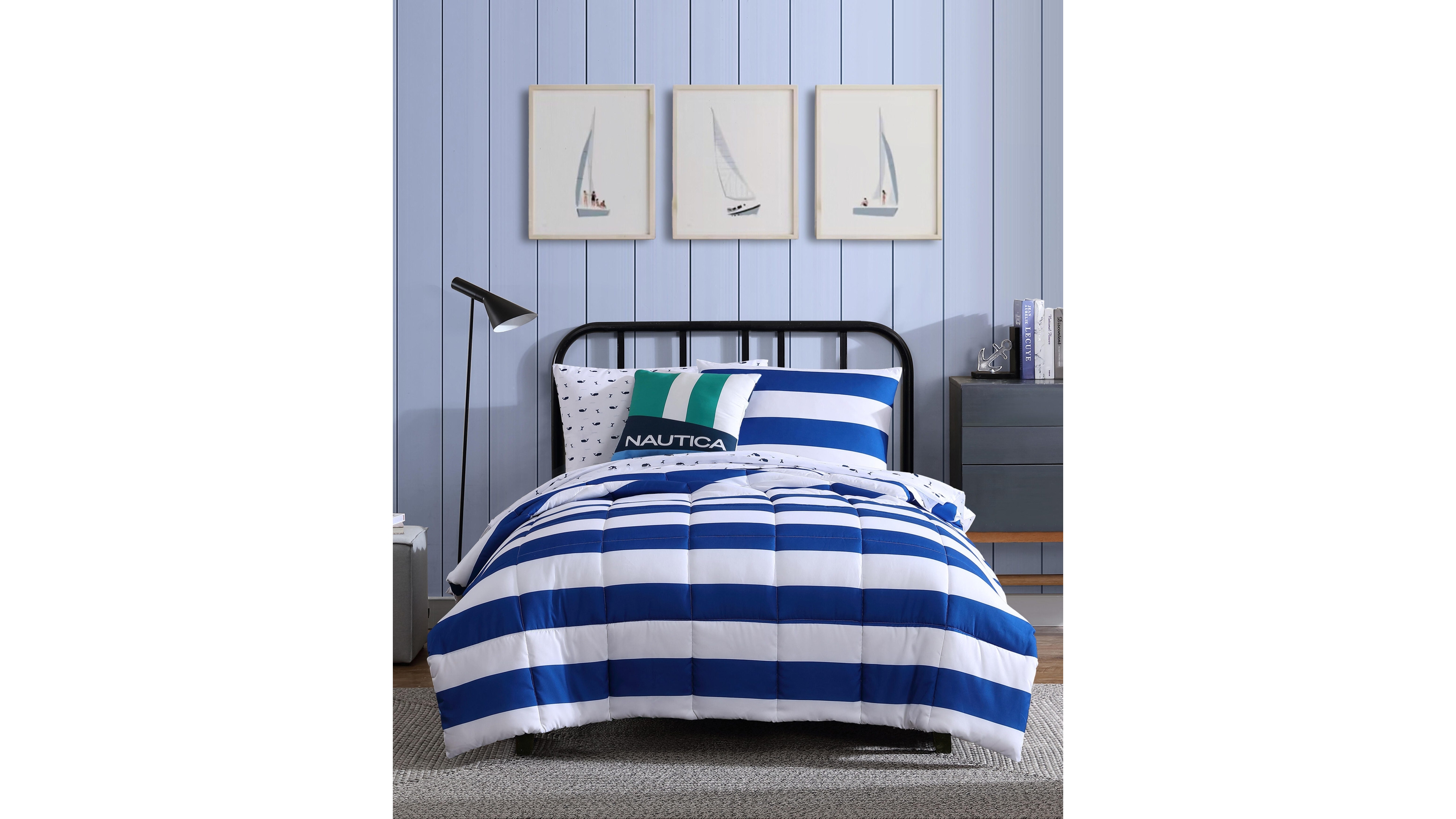 Nautica Huck Stripe Microfiber 4-Pc. Comforter Set, Full/Queen