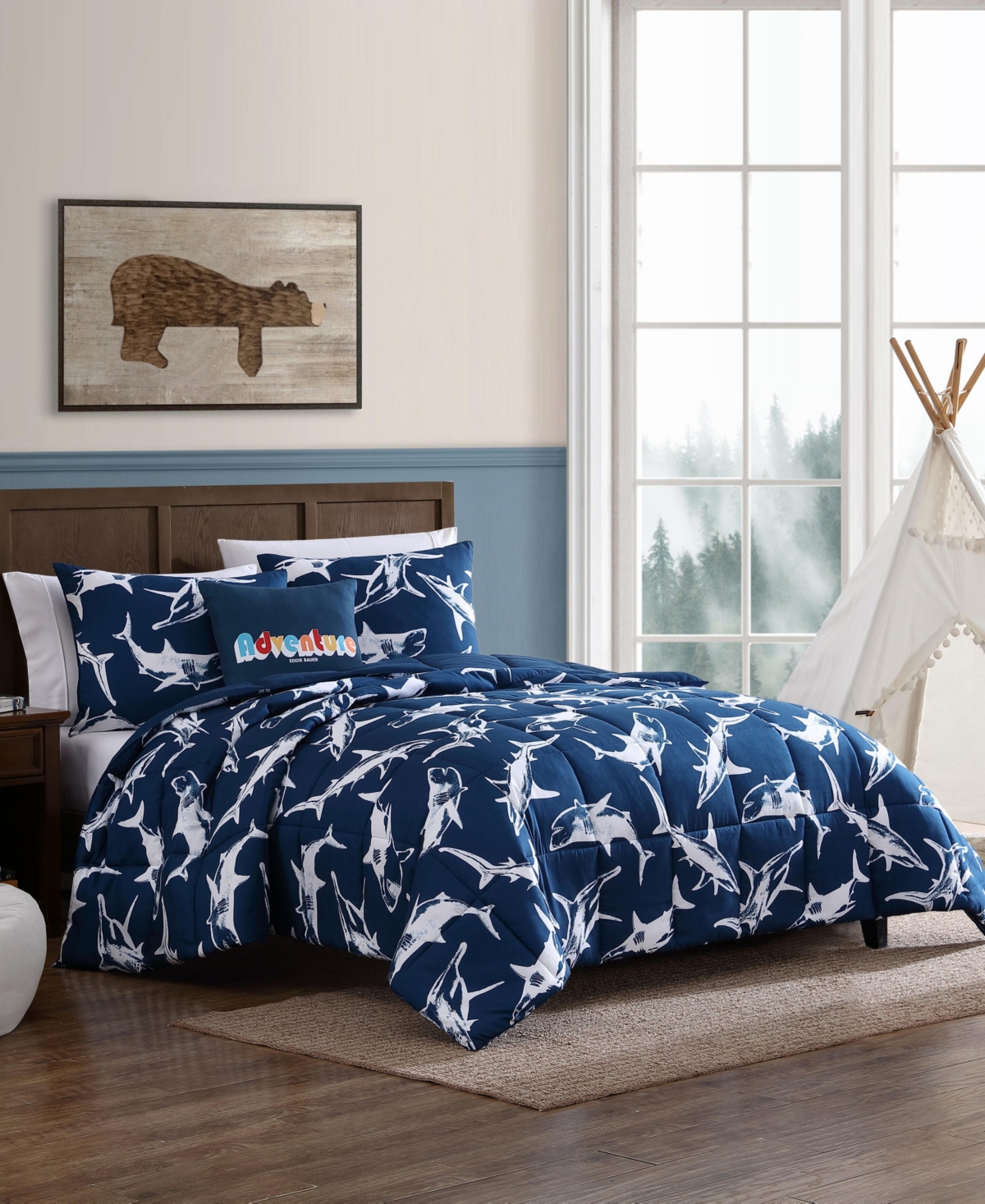 Eddie Bauer Vinny and Shark Friends Microfiber 4-Pc. Comforter Set, Full/Queen