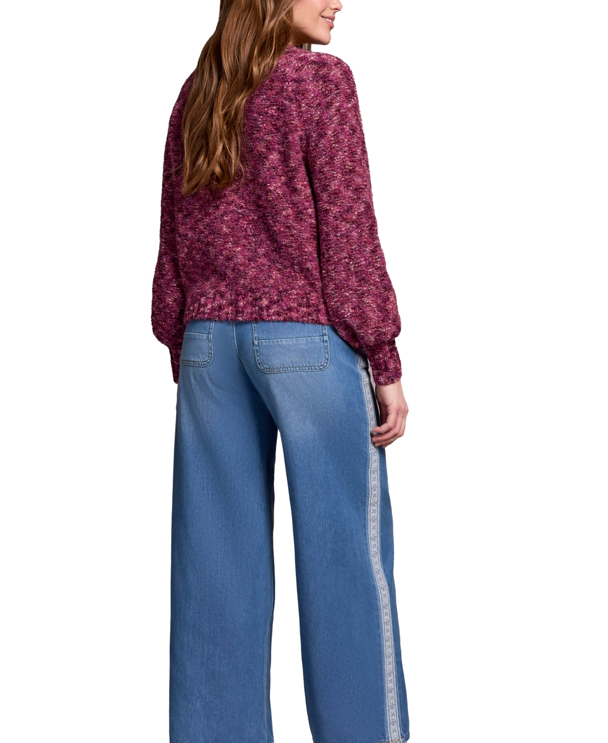 Tribal Women's Button-Front Crew Neck Cardigan Sweater