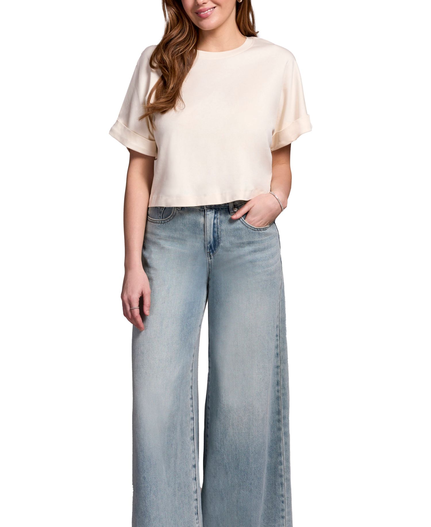 Women's Blue Thread Soft Touch Mercerized Cotton Crew Neck T-Shirt