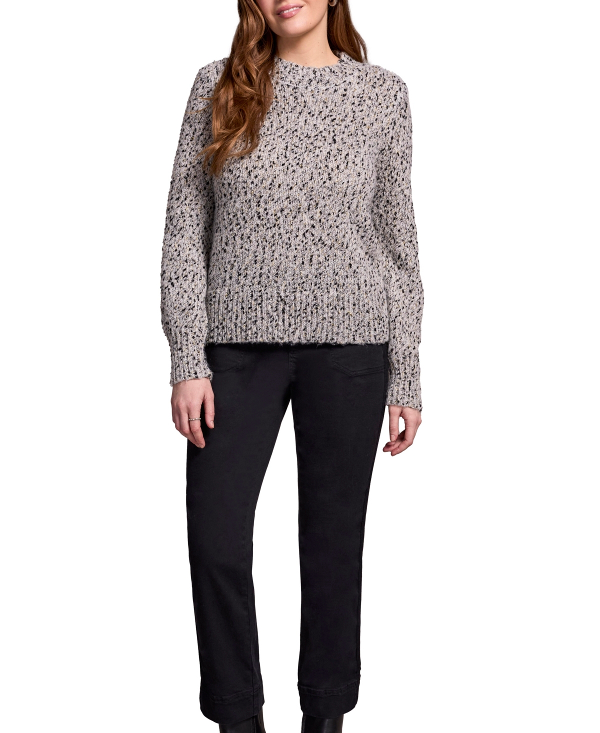 Tribal Women's Novelty Mix Long-Sleeve Mock Neck Sweater