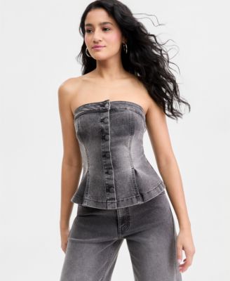 Women's Denim Button-Front Bustier, Macy's Exclusive