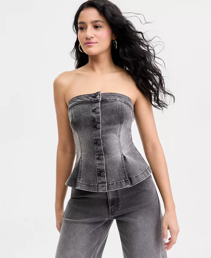 Women's Denim Button-Front Bustier, Macy's Exclusive