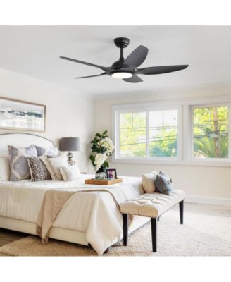 48-inch Matte Black 5-Blade Ceiling Fan with Six Speed Remote Control and Forward Reverse Function for Indoor Use