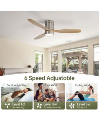 52-inch Modern Sand Nickel 3-Blade Flush Mount with Light and Remote Control