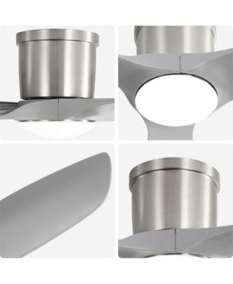 52-inch Modern Sand Nickel 3-Blade Flush Mount with Led Lights and Remote Control