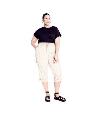 Women's Plus Size Cotton Roll Up Capri