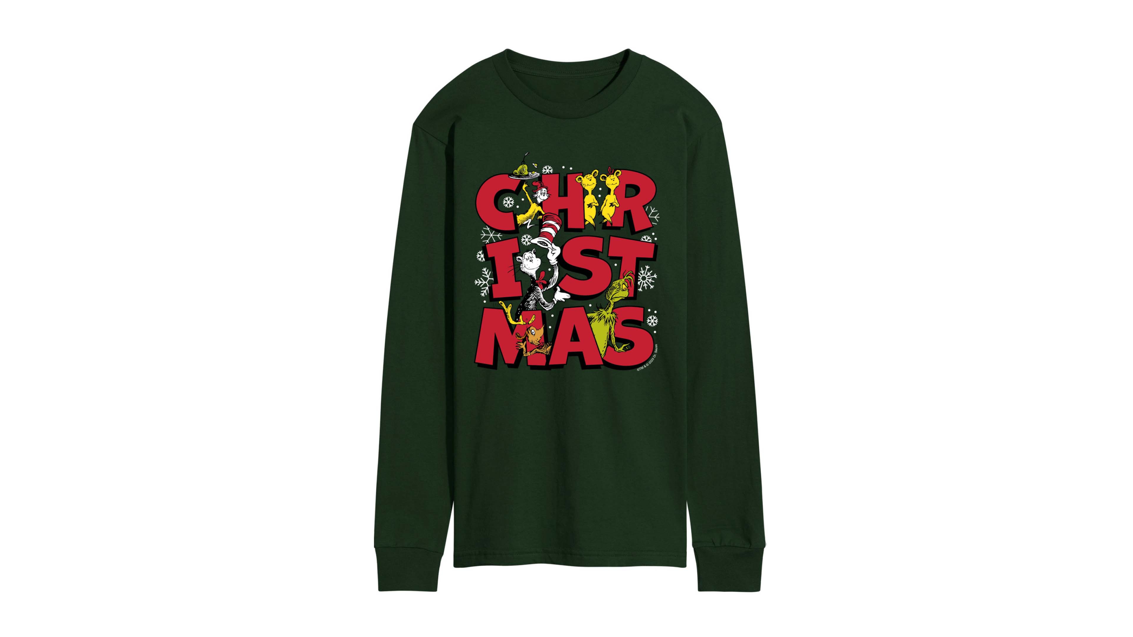 Airwaves Men's Dr. Seuss Christmas Long-Sleeve Graphic T-Shirt