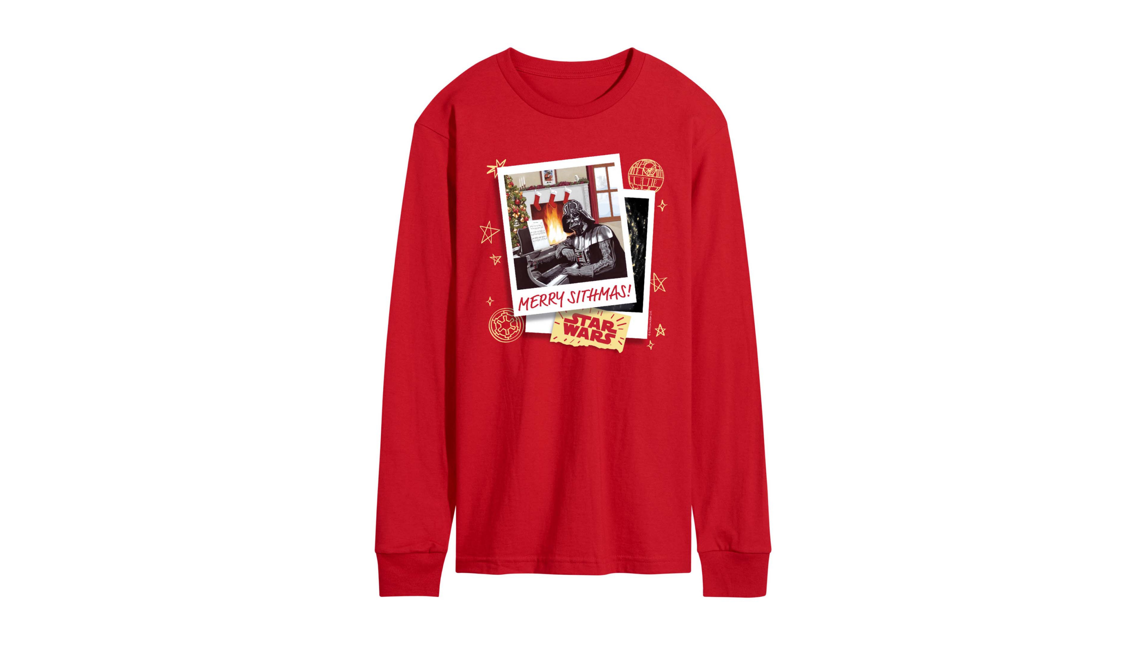 Airwaves Men's Star Wars Christmas Merry Sithmas Darth Vader Long-Sleeve Graphic T-Shirt