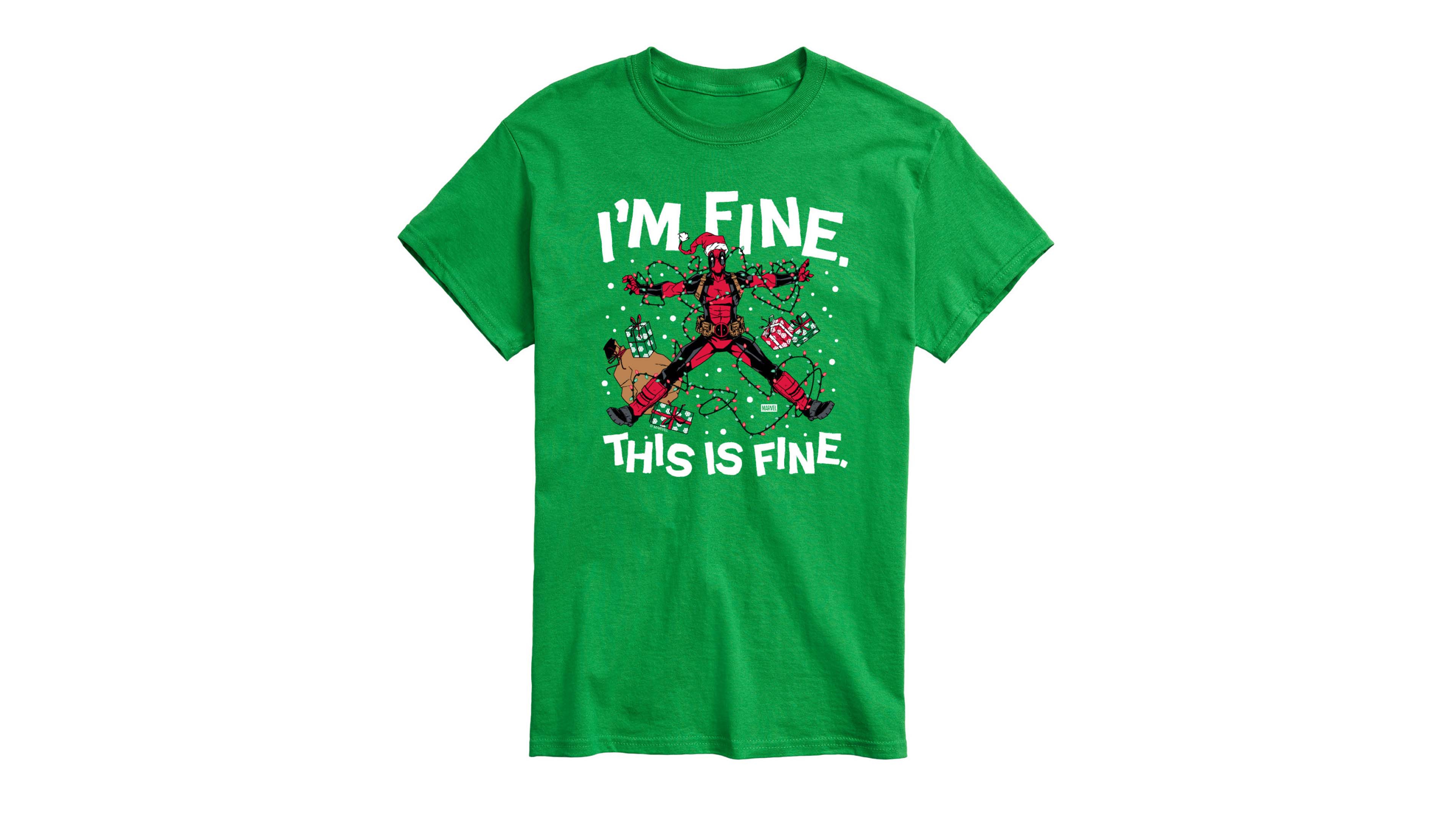 Airwaves Men's Marvel I'm Fine Deadpool Short-Sleeve Graphic T-Shirt