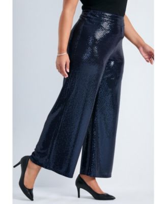 Women's Plus Size Glitz Sequin Wide Leg Pant