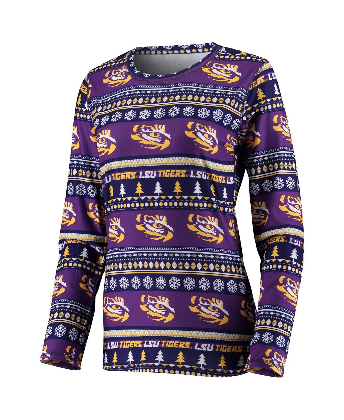 Concepts Sport Women's 2-piece Purple Lsu Tigers Holiday Long Sleeve Top And Pants Sleep Set In Purple