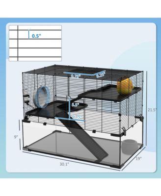 Hamster Cage, 31" Gerbil Cage with Glass Basin for Small Hamsters