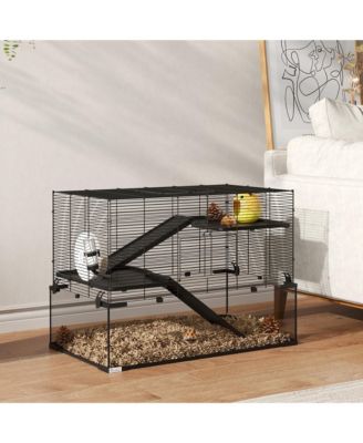 Hamster Cage, 31" Gerbil Cage with Glass Basin for Small Hamsters