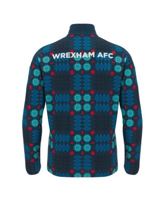 Men's Blue Wrexham Warm-Up Quarter-Zip Pullover Hoodie