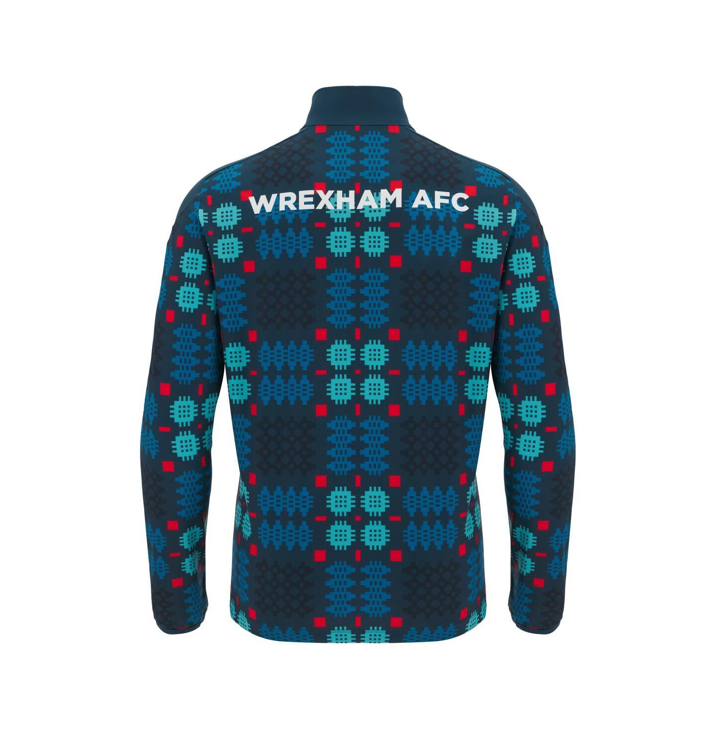 Мужское худи Macron Blue Wrexham Warm-Up Quarter-Zip Pullover — фото 4