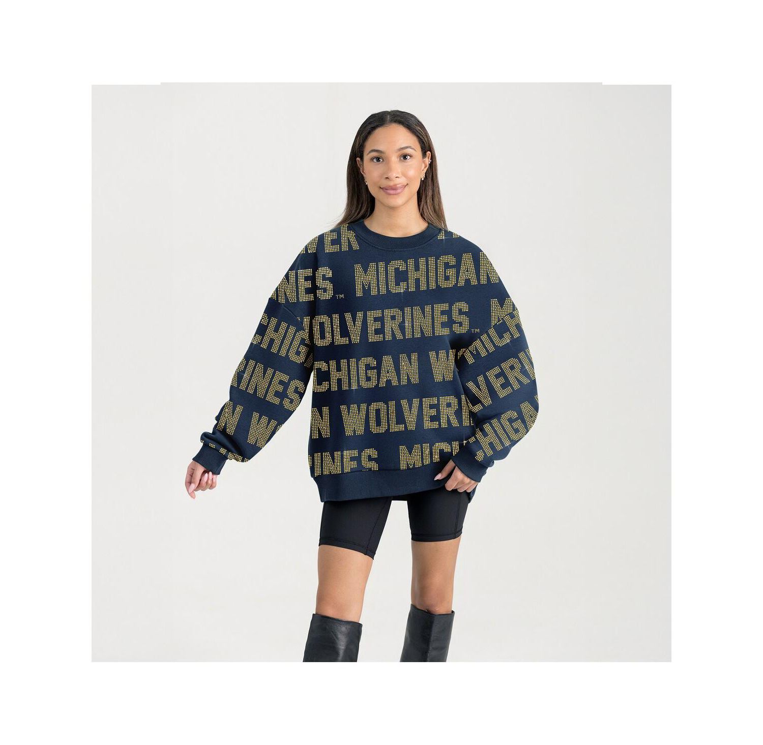Women's Navy Michigan Wolverines Hype Era Sweatshirt