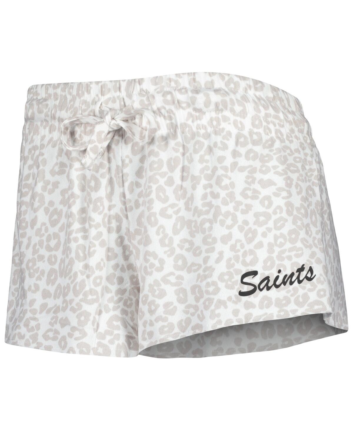 Concepts Sport 2-piece Women's White/cream New Orleans Saints Montana Knit Top And Shorts Sleep Set In White
