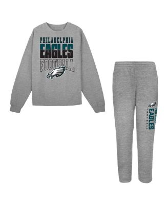 Outerstuff - Toddler Gray Philadelphia Eagles Crewneck Sweatshirt Pants Set
