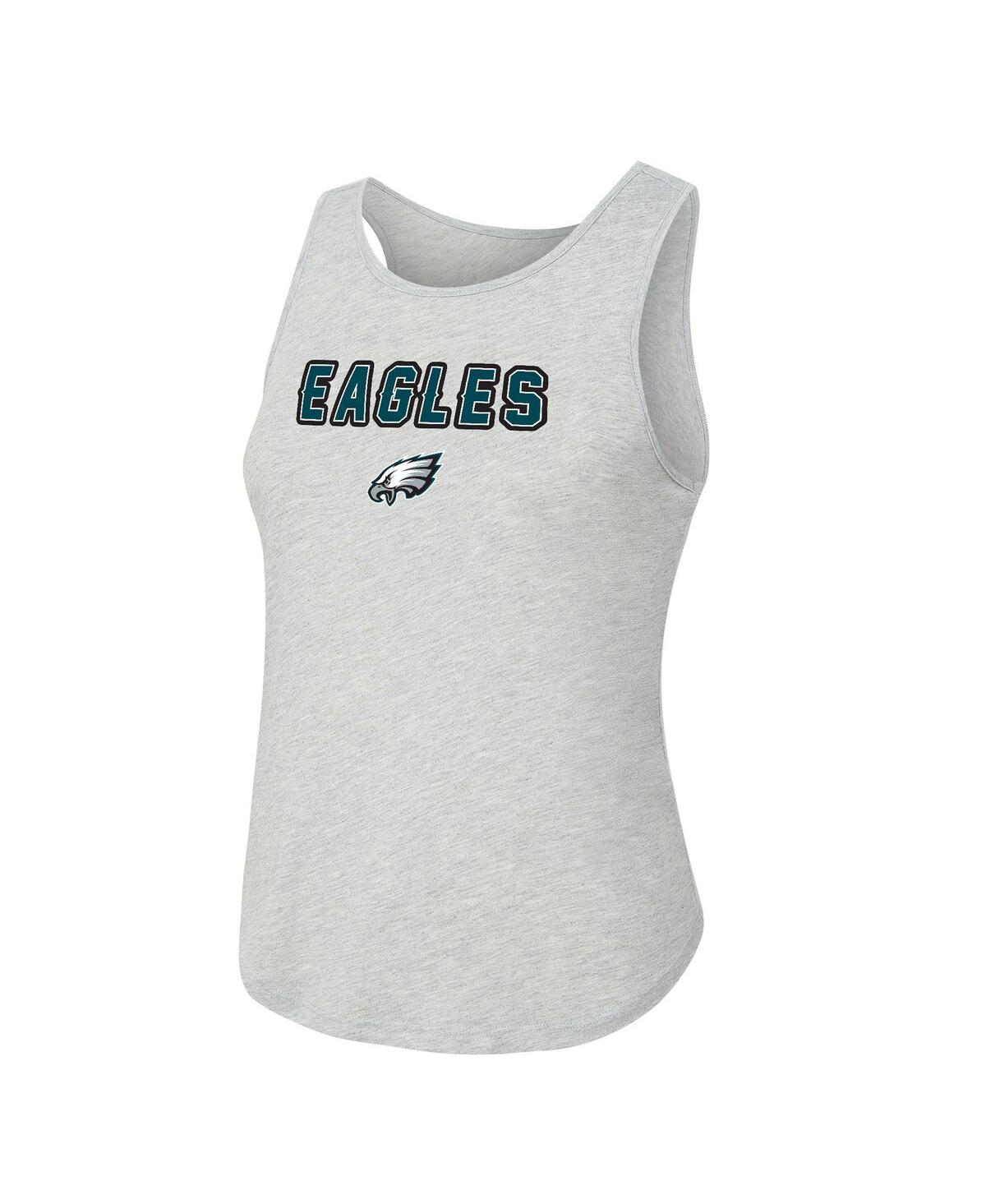 Concepts Sport Women's 2-piece Heather Gray/green Philadelphia Eagles Regulate Plaid Tank Top And Pants Sleep Set In Blue