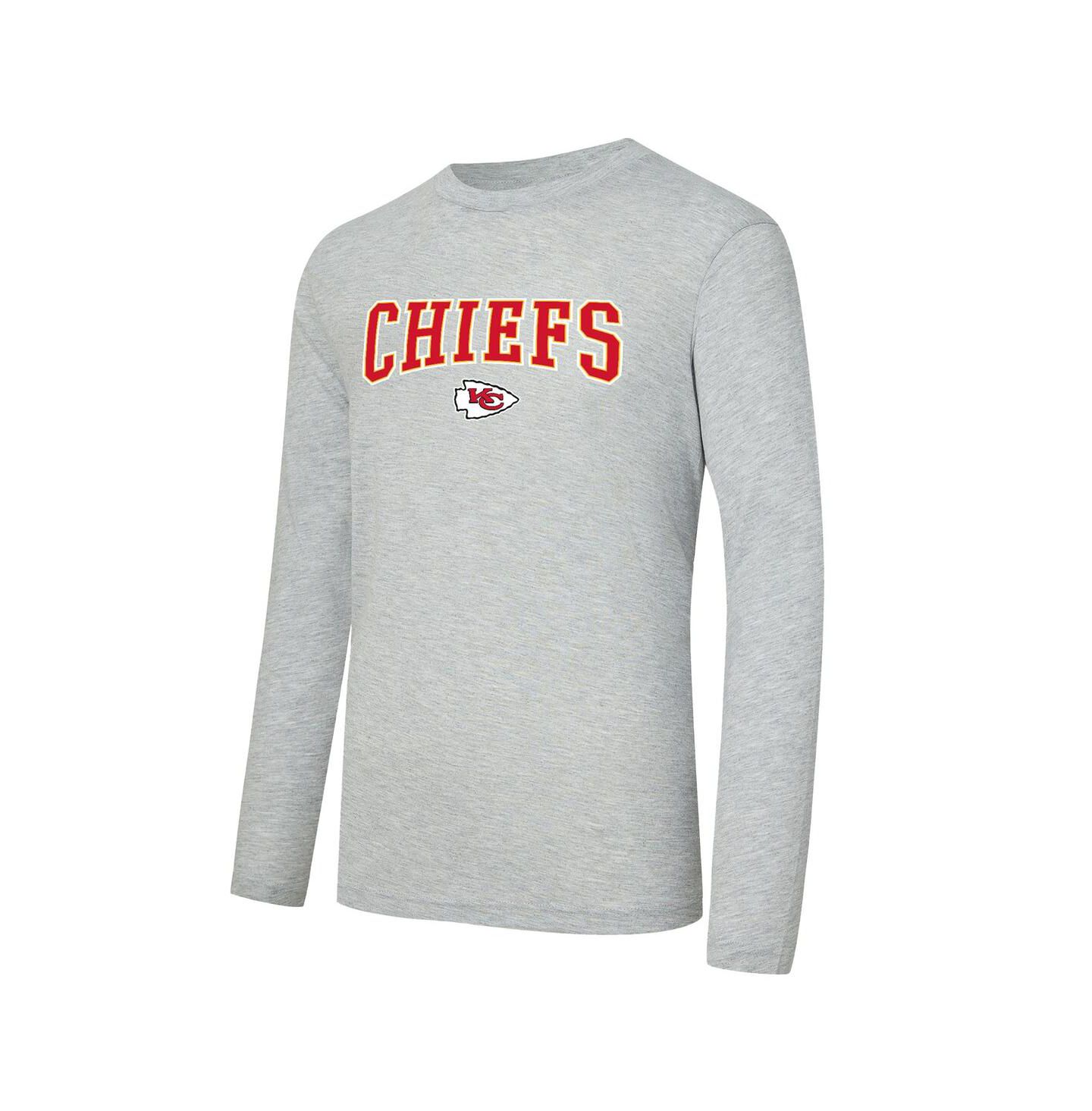 Мужской комплект Concepts Sport Men's 2-Piece Red/Gray Kansas City Chiefs Regulate Long Sleeve T-Shirt and Plaid Pants Set — фото 5