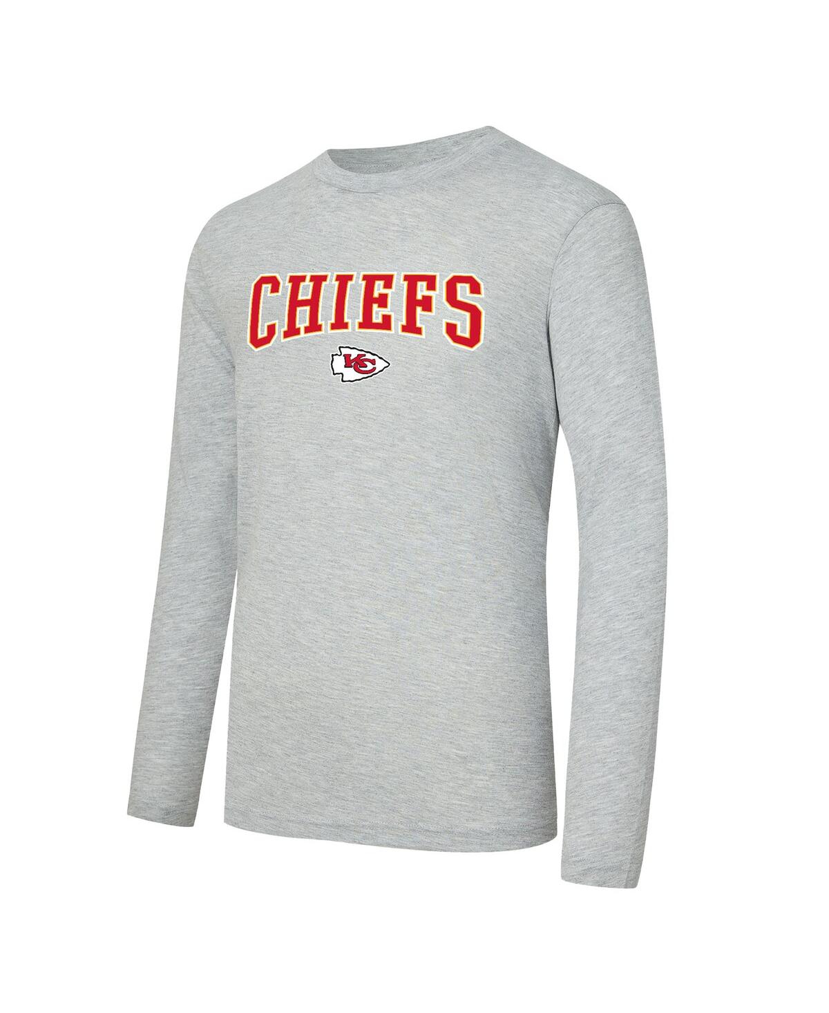 Concepts Sport Men's 2-piece Red/gray Kansas City Chiefs Regulate Long Sleeve T-shirt And Plaid Pant Set In Multi
