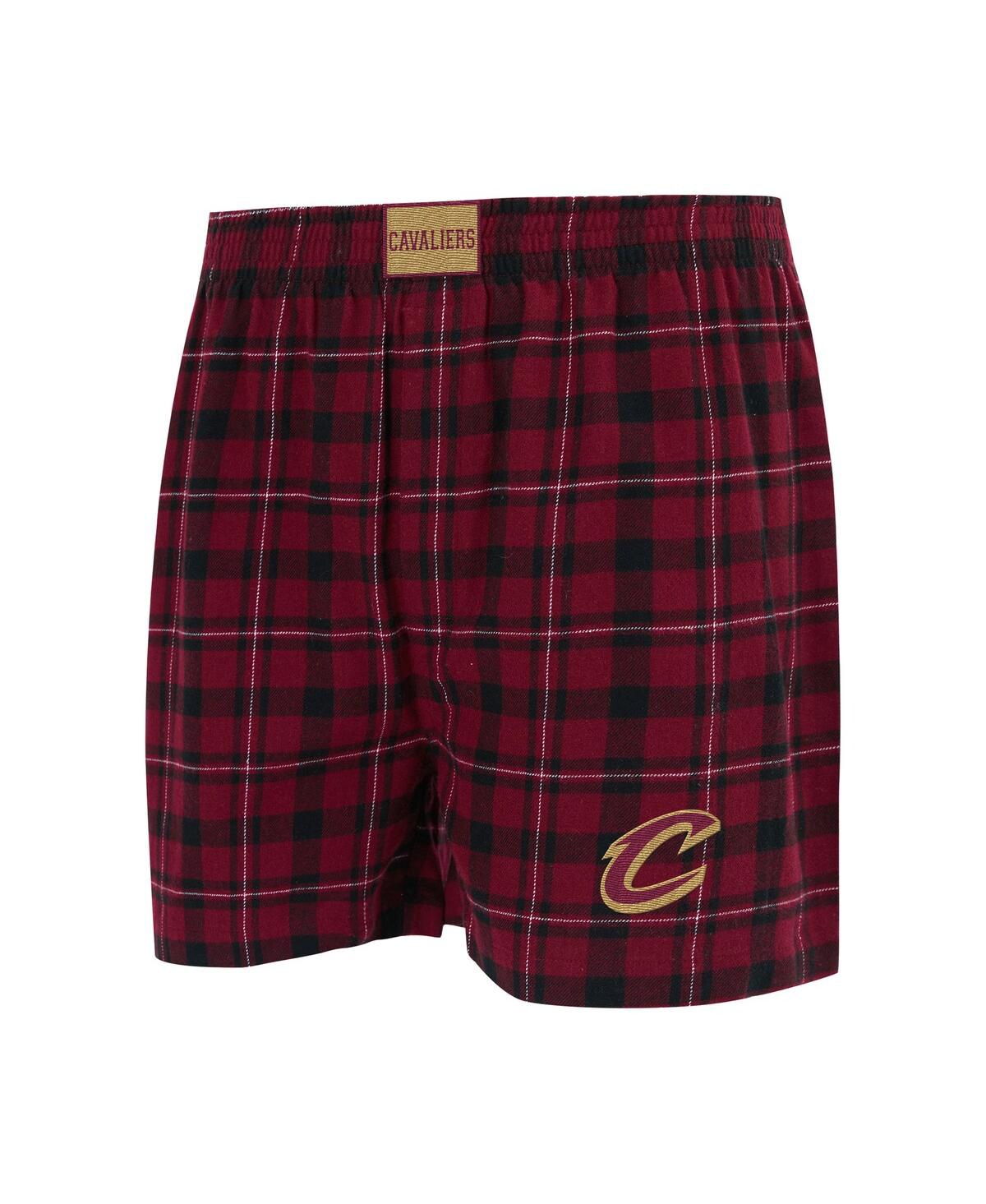 Concepts Sport Men's Wine/Black Cleveland Cavaliers Hawthorn Flannel Boxer