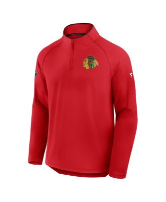 Men's Red Chicago Blackhawks Authentic Pro Rink Training Centennial Raglan Quarter-Zip Pullover Hoodie