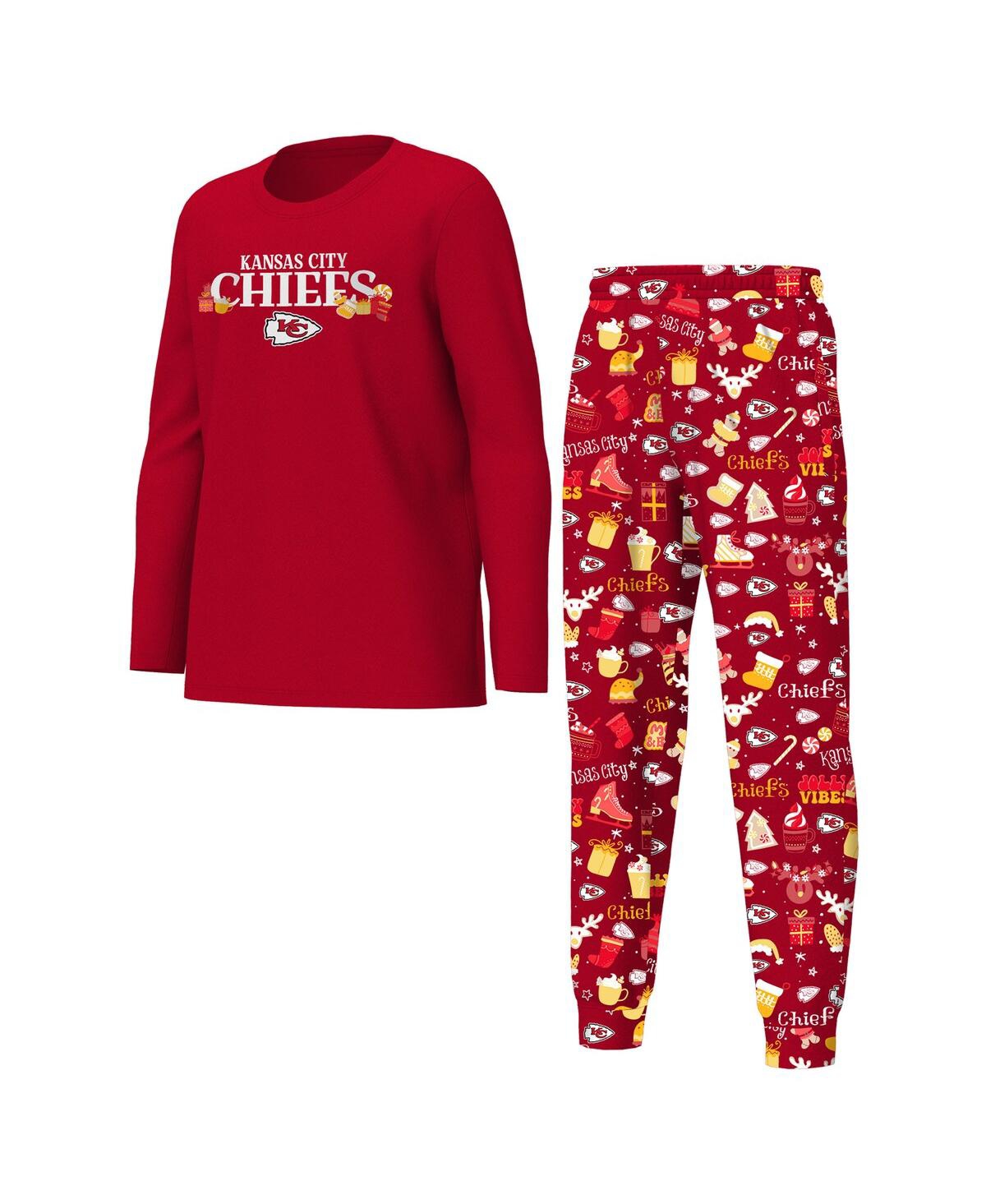 Outerstuff Big Boys and Girls Red Kansas City Chiefs Chestnut Holiday Sleep Set