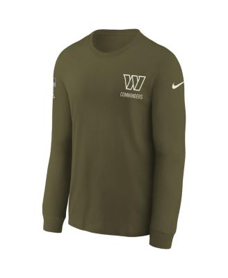 Big Boys and Girls Olive Washington Commanders 2025 Salute to Service Sideline Dri-FIT Long Sleeve T-Shirt