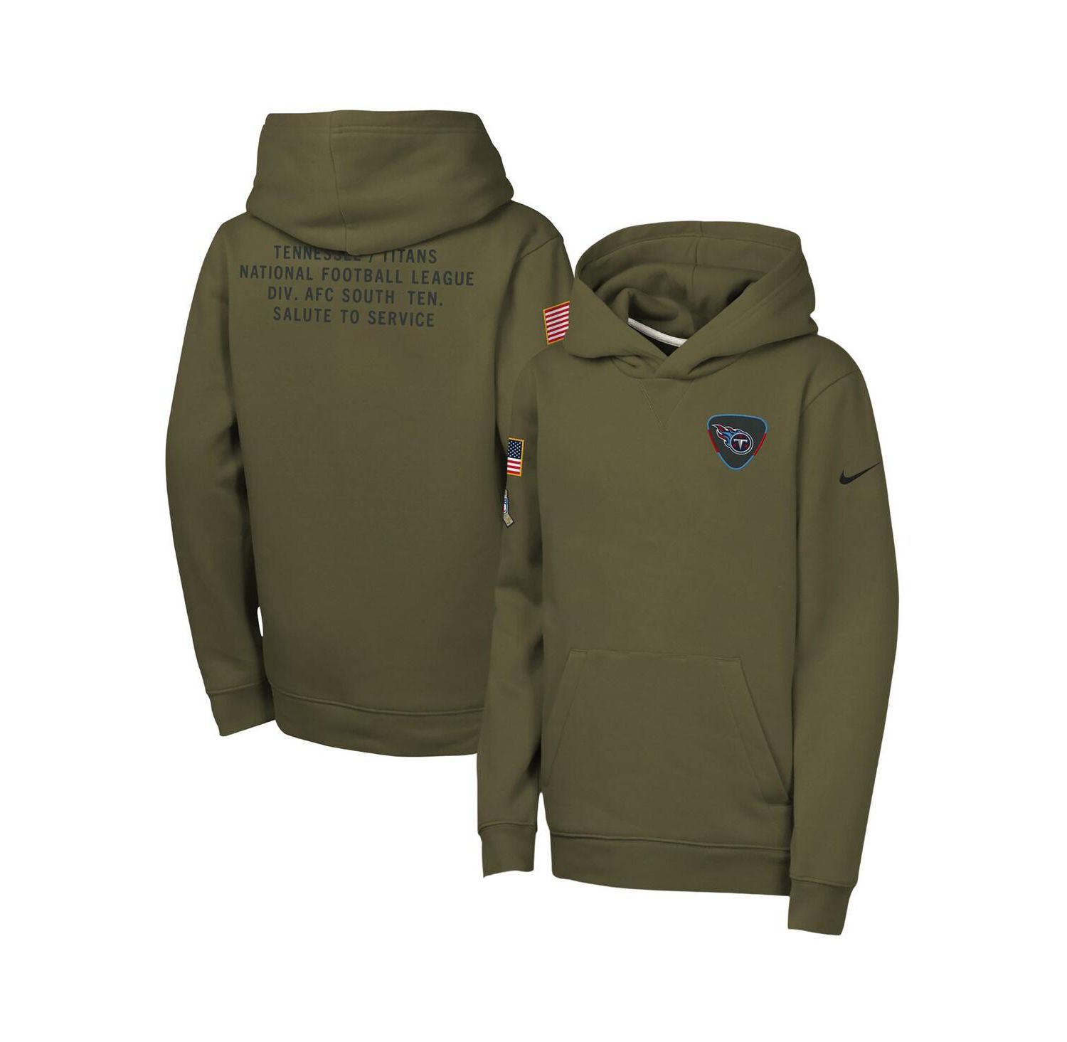 Big Boys and Girls Olive Tennessee Titans 2025 Salute to Service Club Fleece Hoodie