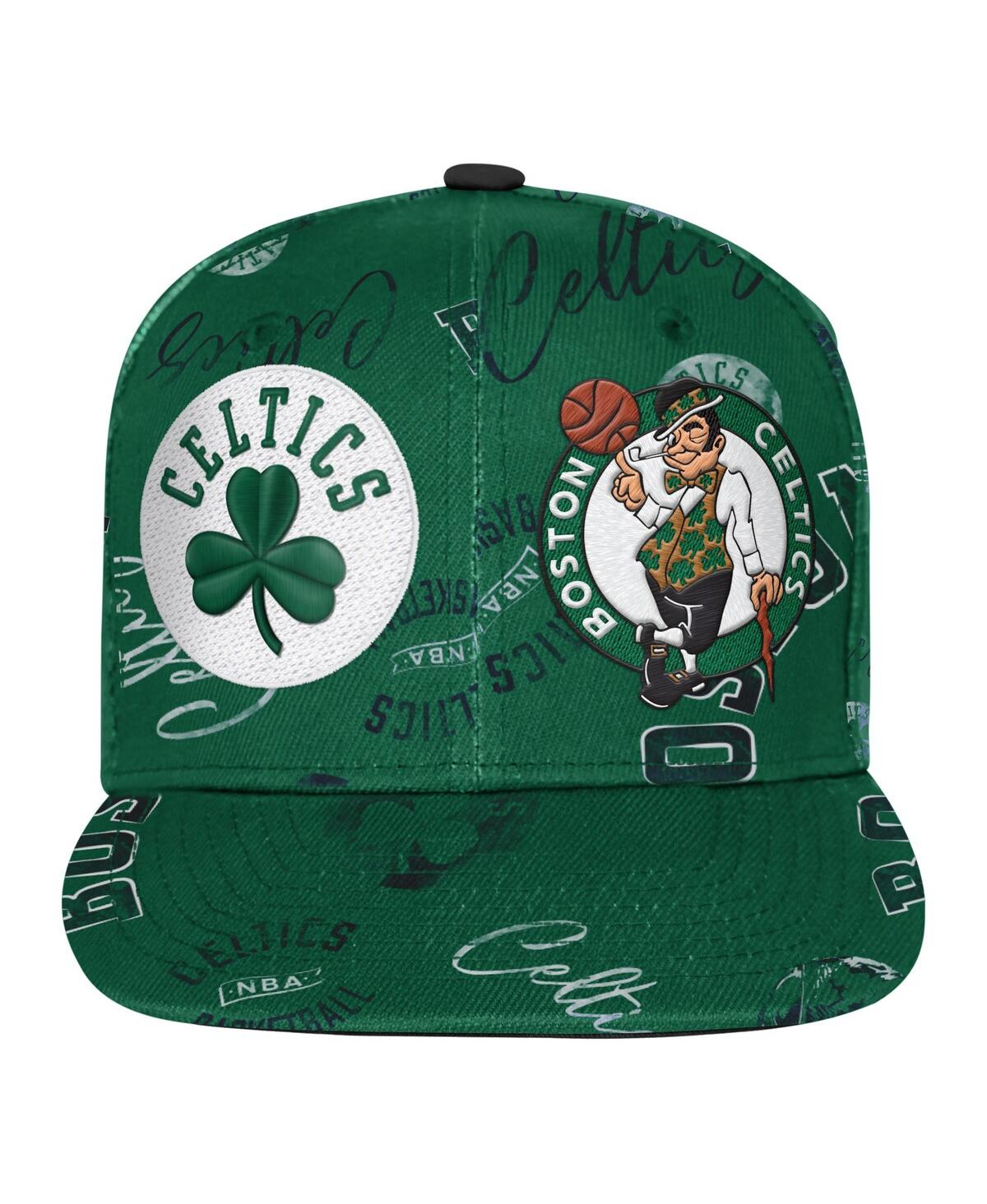 Outerstuff Big Boys And Girls Kelly Green Boston Celtics Street Hooper Allover Print Snapback Hat In Green