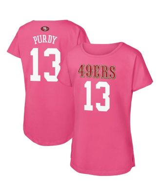 Outerstuff - Big Girls Brock Purdy Pink San Francisco 49ers Player Name Number T-Shirt