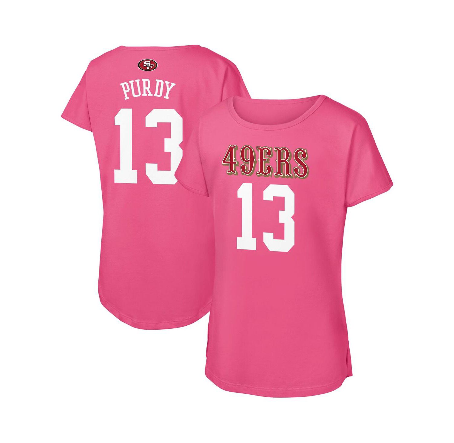 Big Girls Brock Purdy Pink San Francisco 49ers Player Name & Number T-Shirt