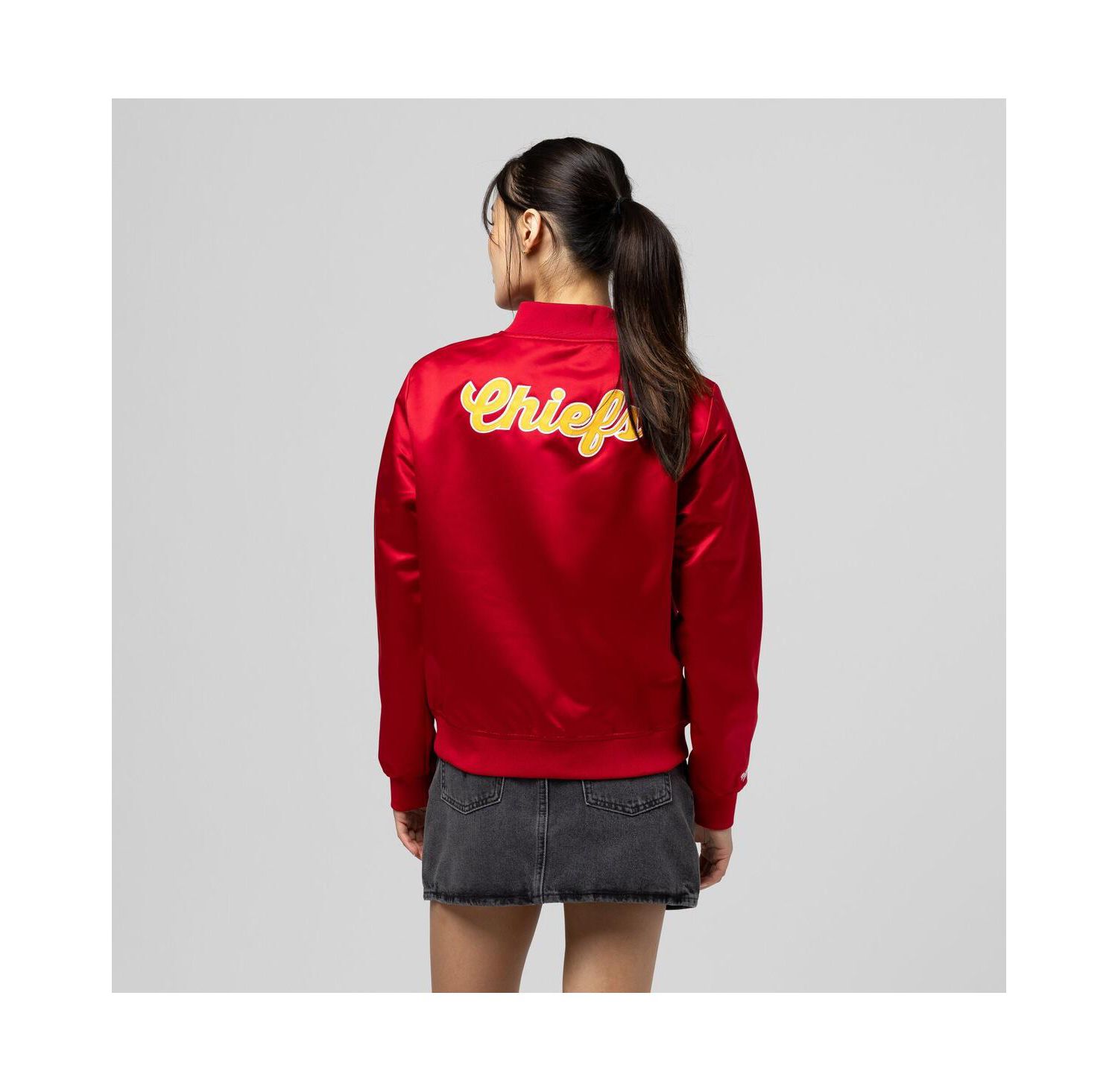 Women's Red Kansas City Chiefs Full-Snap Satin Jacket
