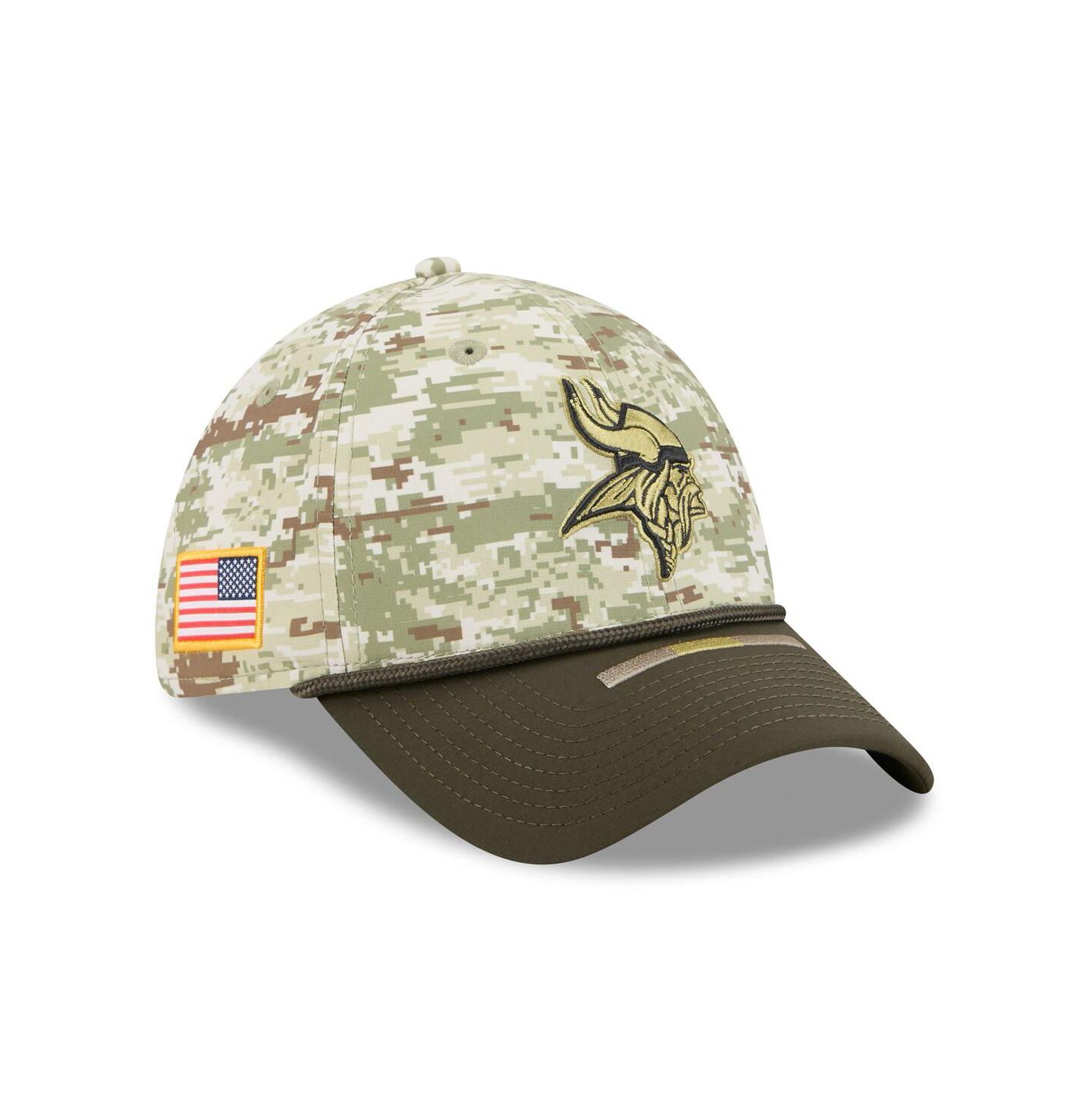 Мужская кепка New Era Camo Minnesota Vikings 2025 Salute to Service 39THIRTY Flex Hat — фото 1