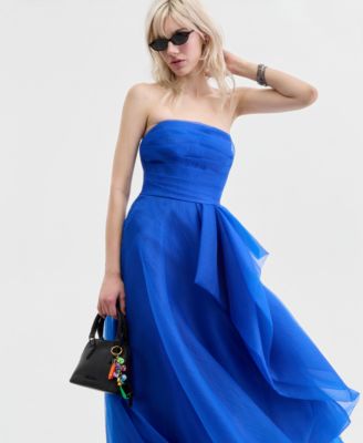 Juniors' Asymmetric Drape Strapless Ball Gown, Created for Macy's