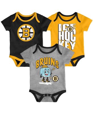 Outerstuff - Baby Boys and Girls Boston Bruins Triple Header Three-Piece Bodysuit Set