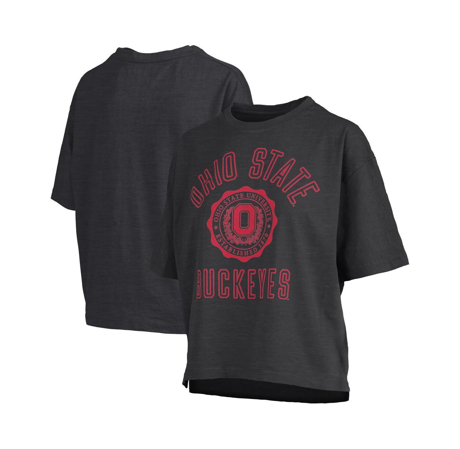 Women's Black Ohio State Buckeyes Motley Crew Bishop Waist Length Oversized T-Shirt