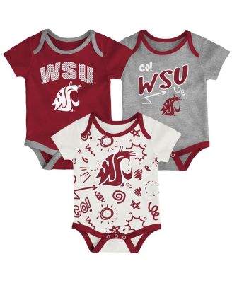 Outerstuff - Baby Boys and Girls Washington State Cougars All Day Play Three-Piece Bodysuit Set